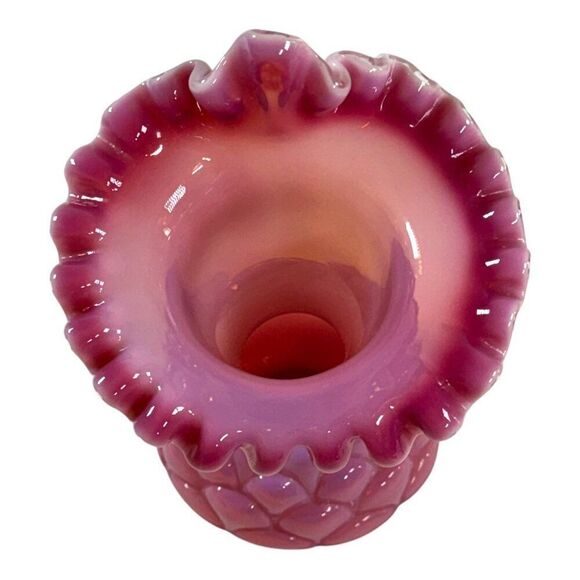 Fenton Jacqueline Tulip Vases Pink Opaline Fish Scale Jack In The Pulpit RARE - Picture 2 of 6